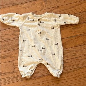 Rylee + Cru Cream Footie with Duck Pattern